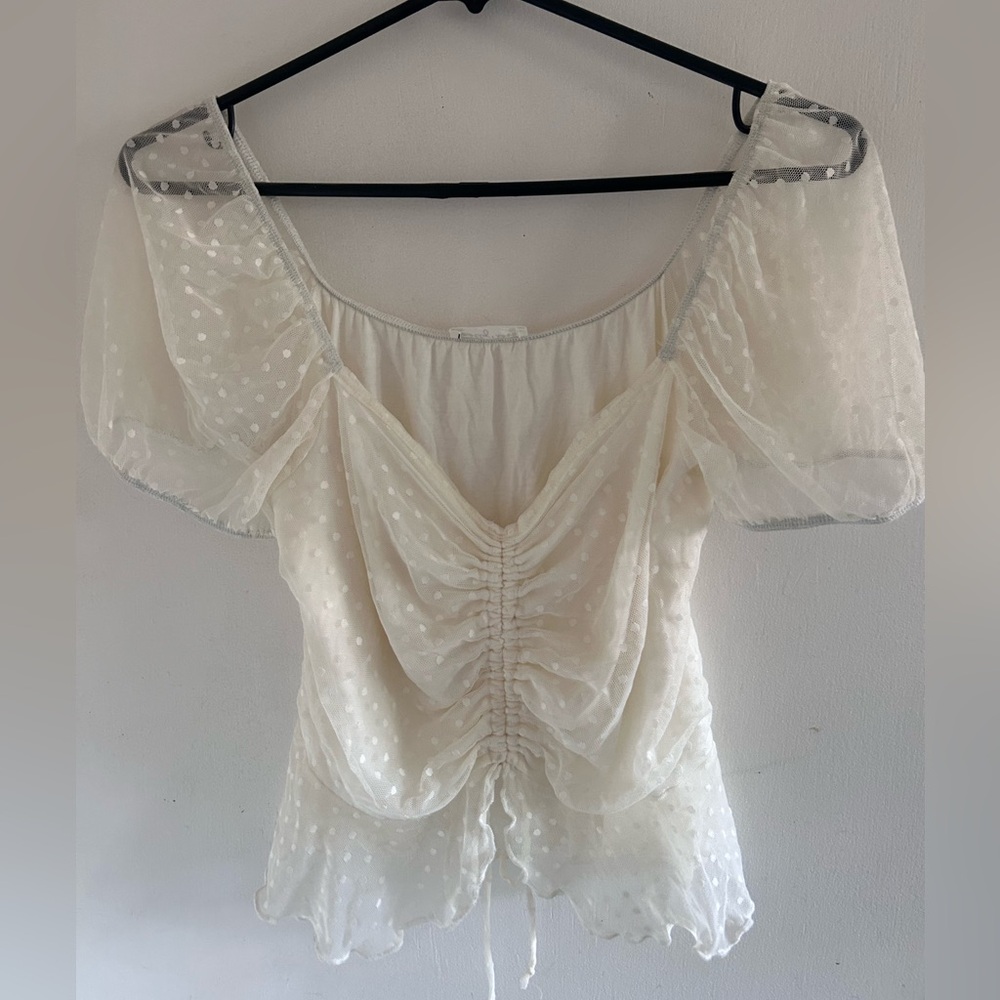 Elegant White Polka Dot Women's Top